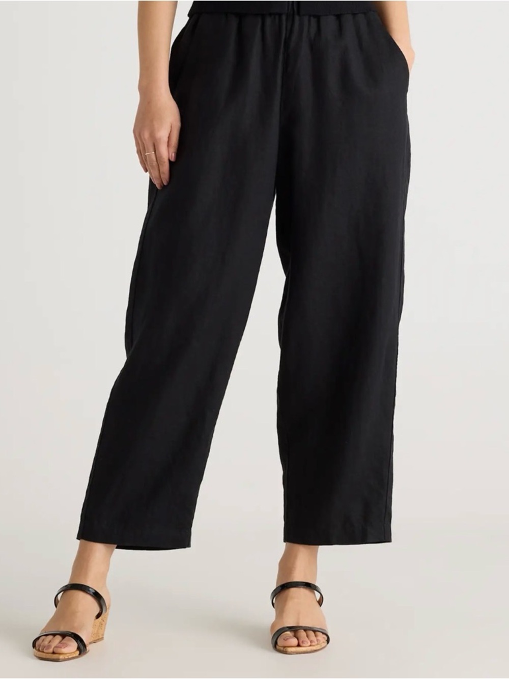 Quince Maternity Black 100% Linen Pants